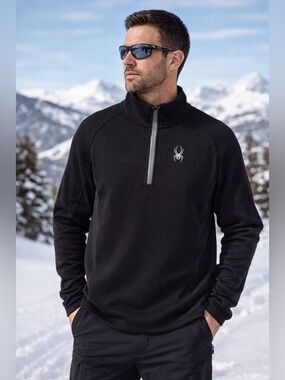 Spyder Quarter Zip Pullover XL Black Performance Fleece Sweater EUC